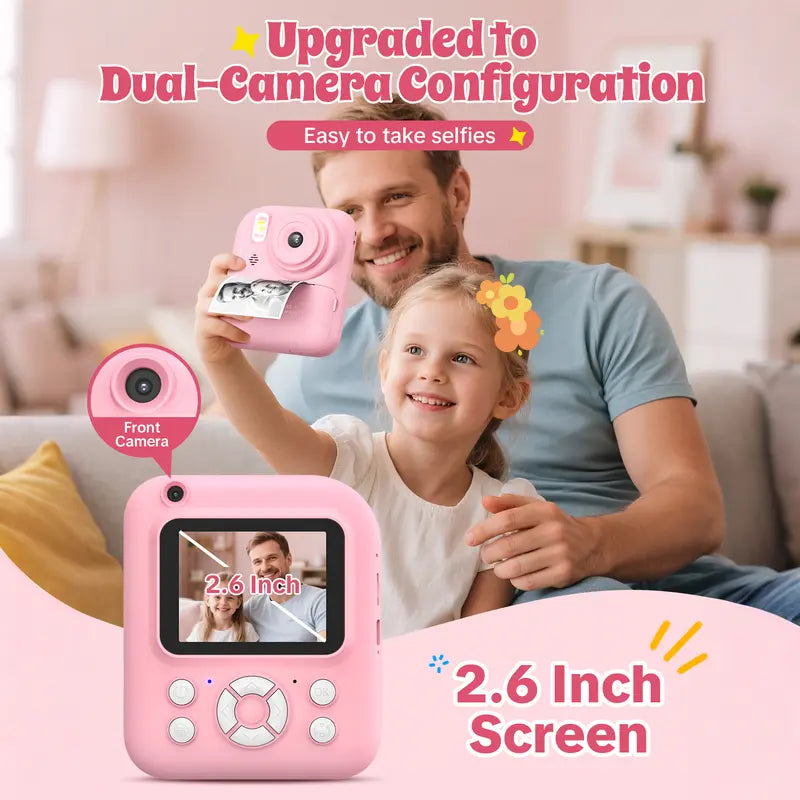 Kids Instant Print Camera – 1080P Selfie Digital Camera with 3 Paper Rolls for Boys & Girls Ages 3–12