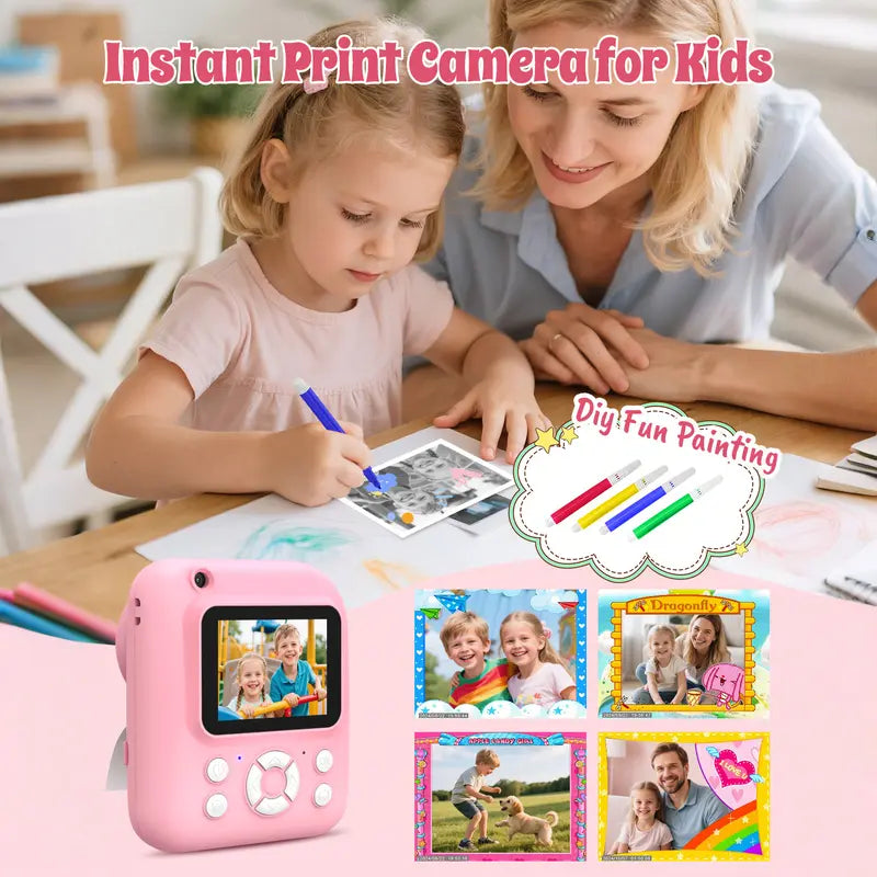 Kids Instant Print Camera – 1080P Selfie Digital Camera with 3 Paper Rolls for Boys & Girls Ages 3–12