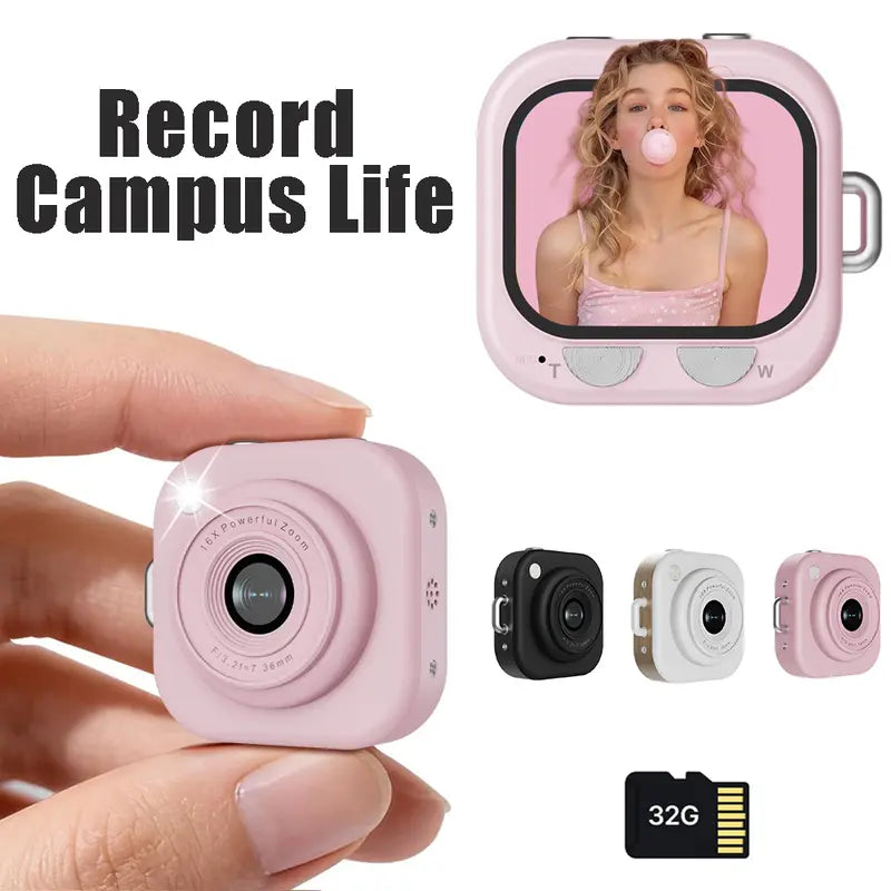 Mini Digital Camera 1080P – Retro Pocket Camera with 32GB SD Card, 1.45" Screen & Keychain Clip