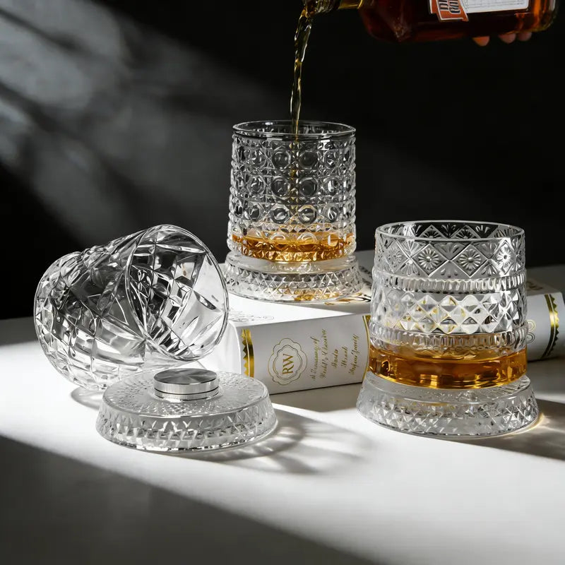 360° Rotating Crystal Glass – The Ultimate Whiskey Lover's Gift