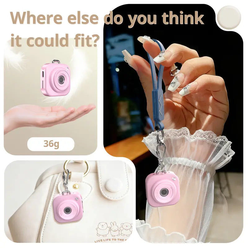 Mini Digital Camera 1080P – Retro Pocket Camera with 32GB SD Card, 1.45" Screen & Keychain Clip