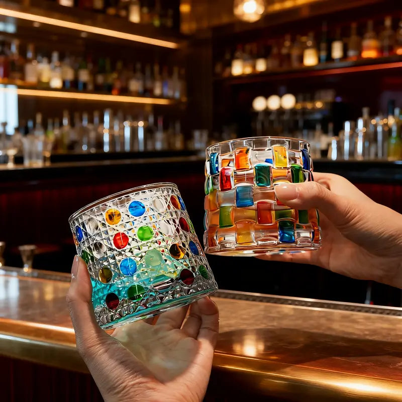Luxury Hand-Painted Crystal Whiskey Glass – Smooth Spinning Tumbler for Whiskey Lovers