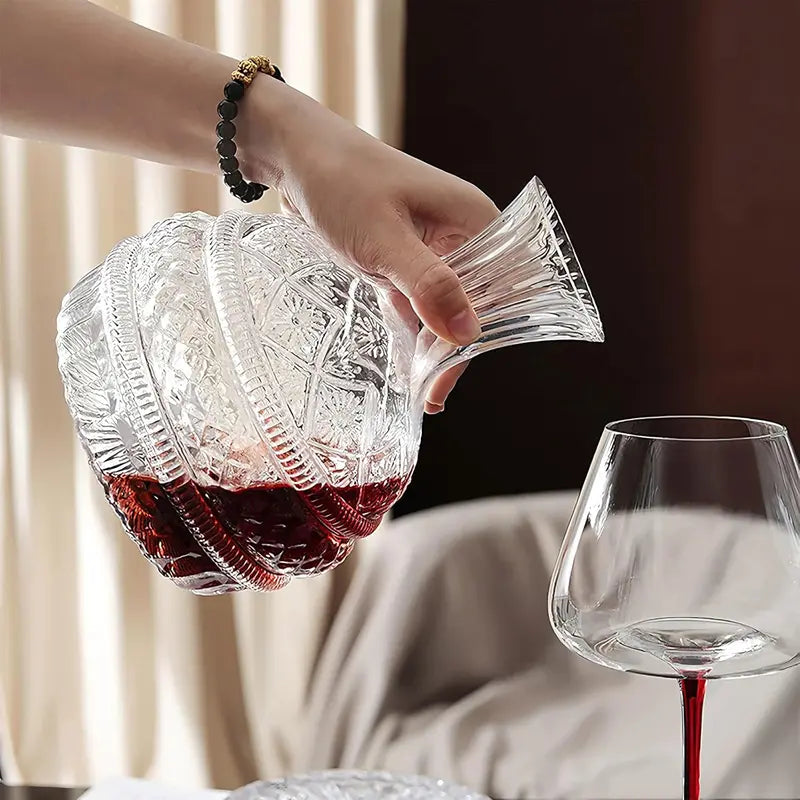 1.6L Rotating Wine Decanter – Spill-Free Aerator for Richer Flavor & Elegant Serving